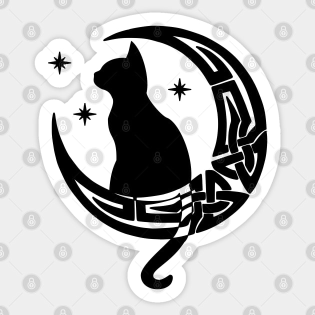 Celtic Moon Cat Sticker by DepicSpirit